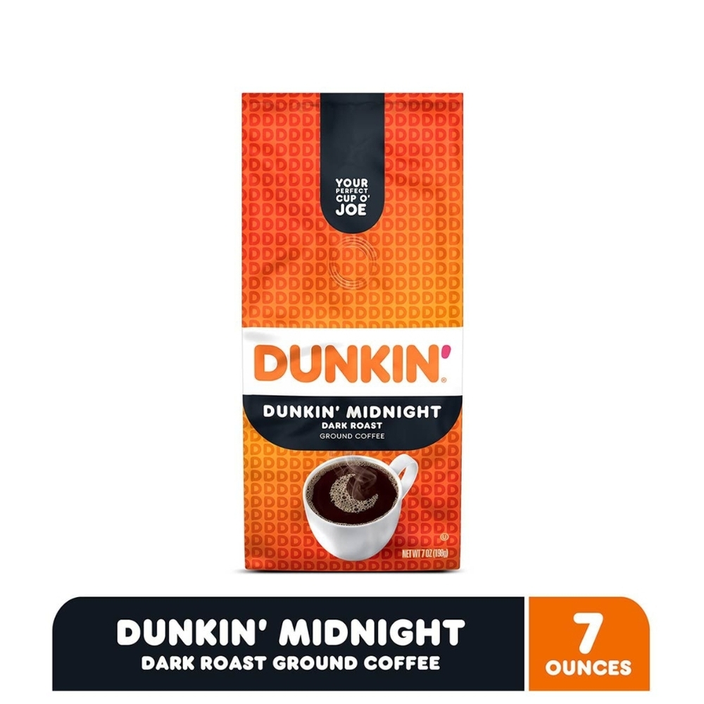 Dunkin' Midnight Dark Roast Ground Coffee - Black and Orange